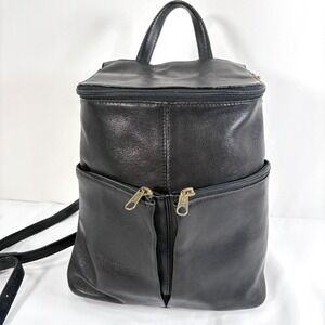 Hobo International Backpack Black Leather Vintage Zip Pocket Mini Bag 90's